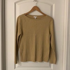 **Gold Delicate Cable Knit Sweater - Size L**